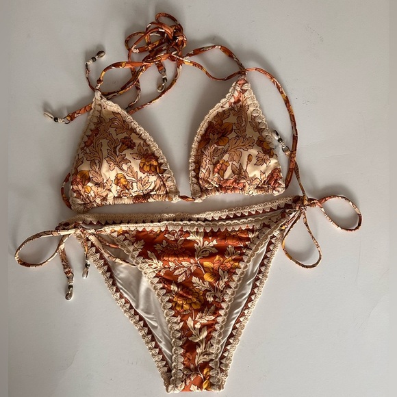 ZIMMERMANN Andie floral-print triangle bikini sz 4 US 10-12 - Picture 1 of 6